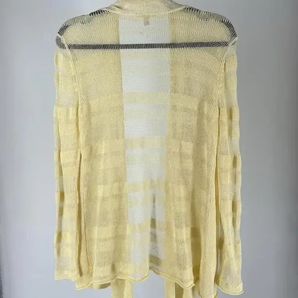 Eileen Fisher Yellow Striped Lightweight Cardigan - Picture 4 of 4